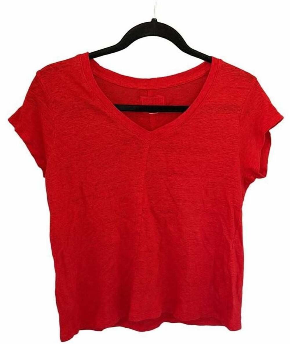 Sigrid Olsen 100% Linen  Short Sleeve Tee Red M